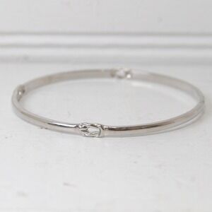 Vintage Monet Silver-tone Love Knot Bangle Bracelet Classic Minimalist Dainty